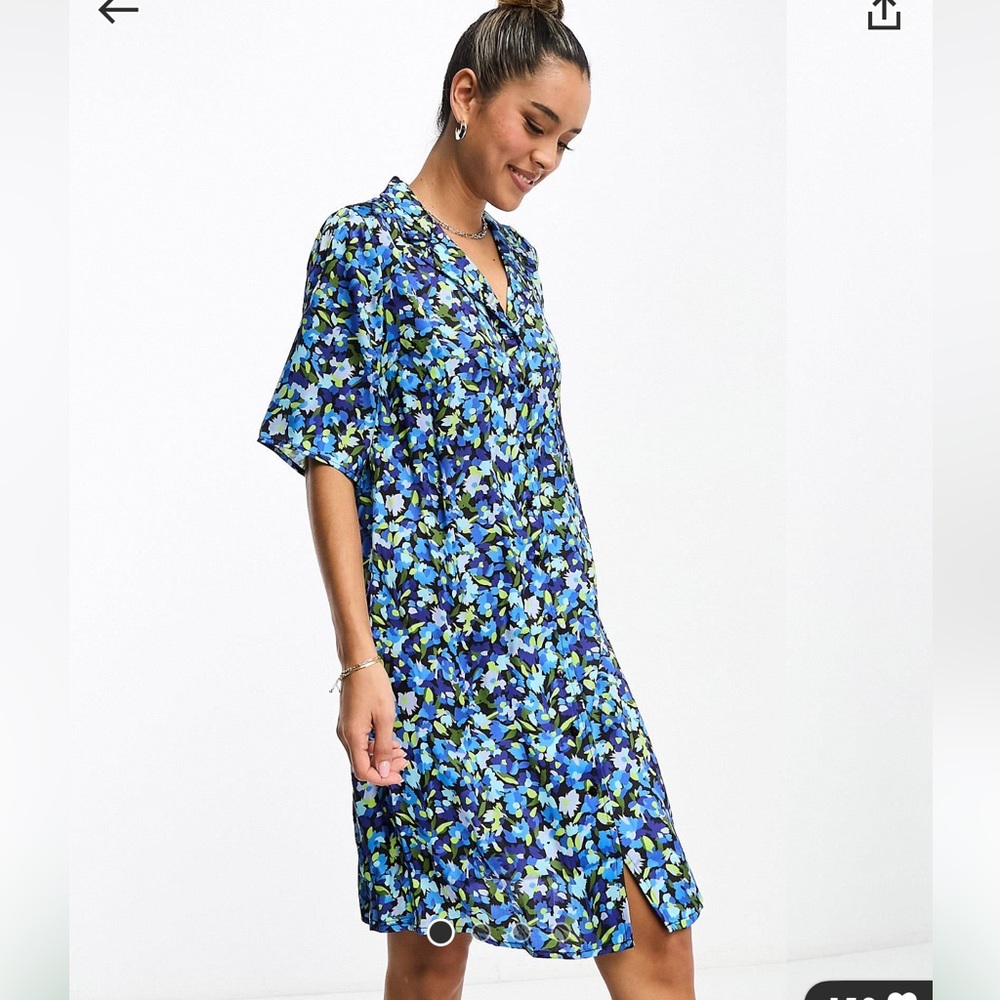 Shirt dress in Blue Floral print XL